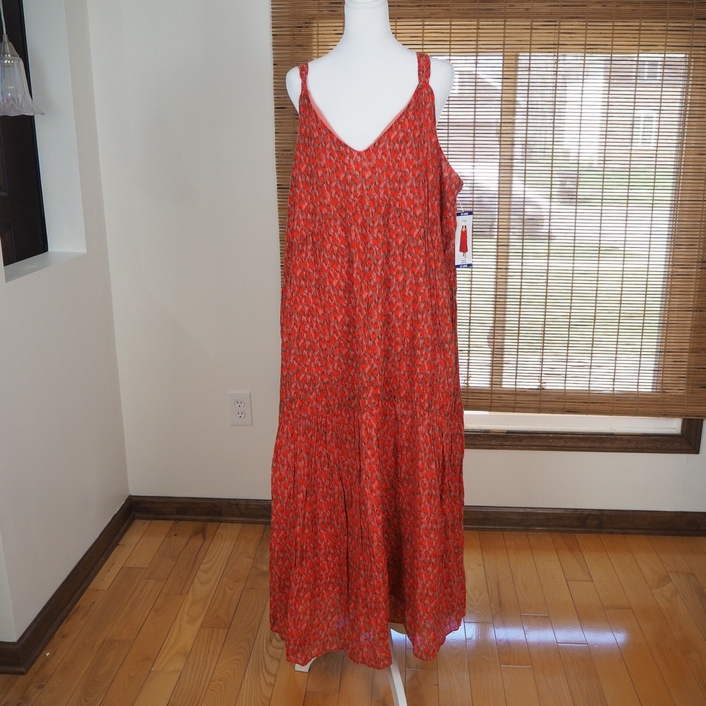 Joie Bondi Tea Rose Tiered Sleeveless Maxi Dress 100% Cotton Boho Cottage Core